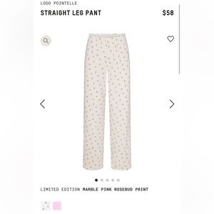 Skims logo Pointelle Straight Leg Pant - Marble Pink Rosebud Print